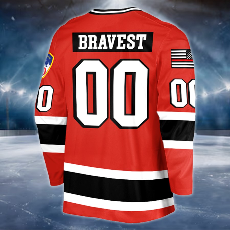 Premium Hockey Jersey For US Firefighter Custom Dept Name Number Thin Red Line Flag H2511 Trna