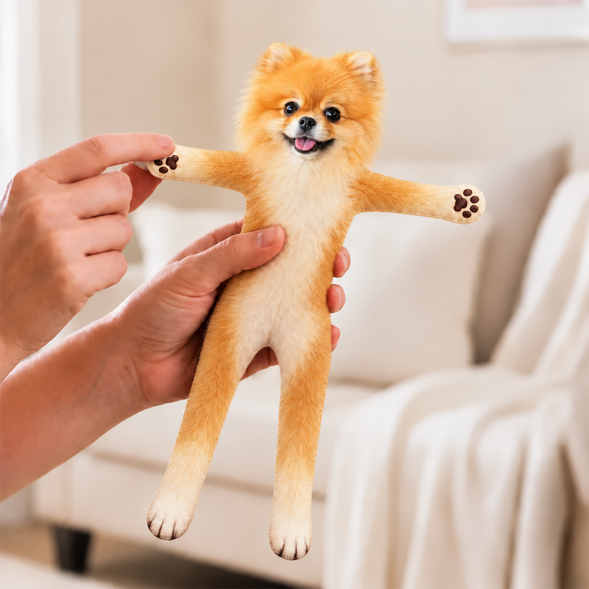 Personalized Pomeranian Photo Pet Squishy Toy Poseable Plush Doll, Funny Gift For Dog Mom, Dad, Pet Lover T1807 T24 TL06