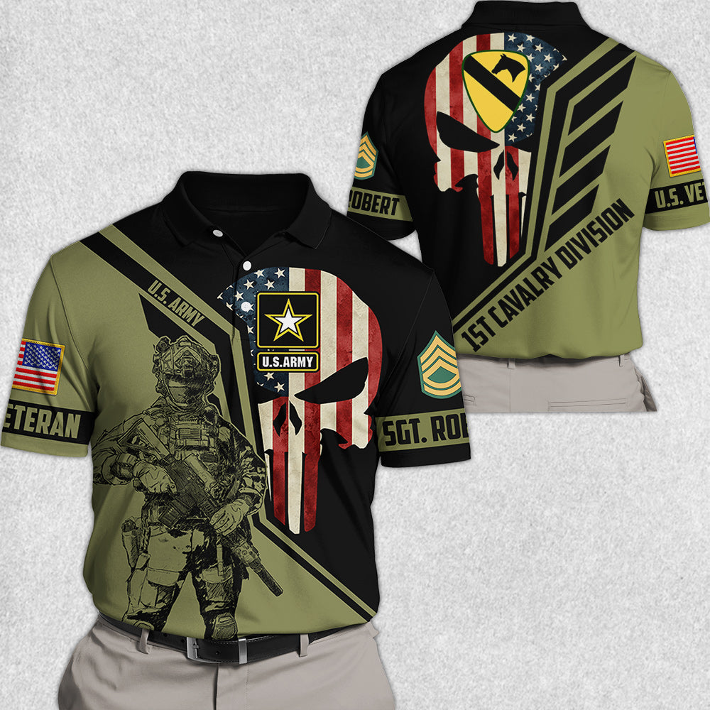 Custom Division Logo Skull Soldier All Over Print Shirt Gift For Soldier Veteran H2511