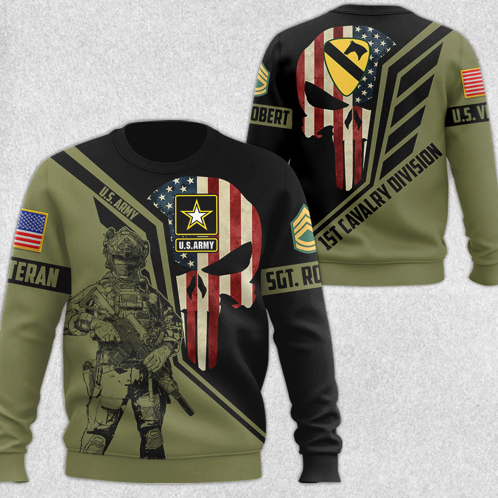 Custom Division Logo Skull Soldier All Over Print Shirt Gift For Soldier Veteran H2511
