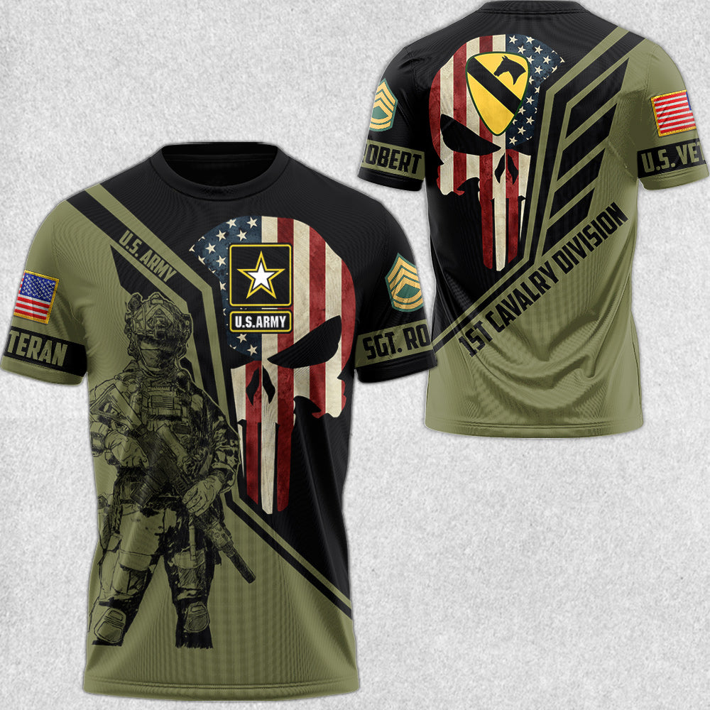 Custom Division Logo Skull Soldier All Over Print Shirt Gift For Soldier Veteran H2511