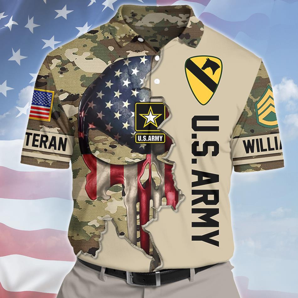 Custom Camouflage Skull  All Over Print Shirt Personalized Military Division Unit Rank Gift For Veteran H2511 Trna