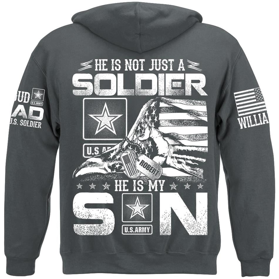 He Is Not Just A Soldier He Is My Son Ripped Flag Proud Dad Of A Soldier Custom Shirt Hoodie Gift For Proud Mom Dad Military Family Members H2511 Trna