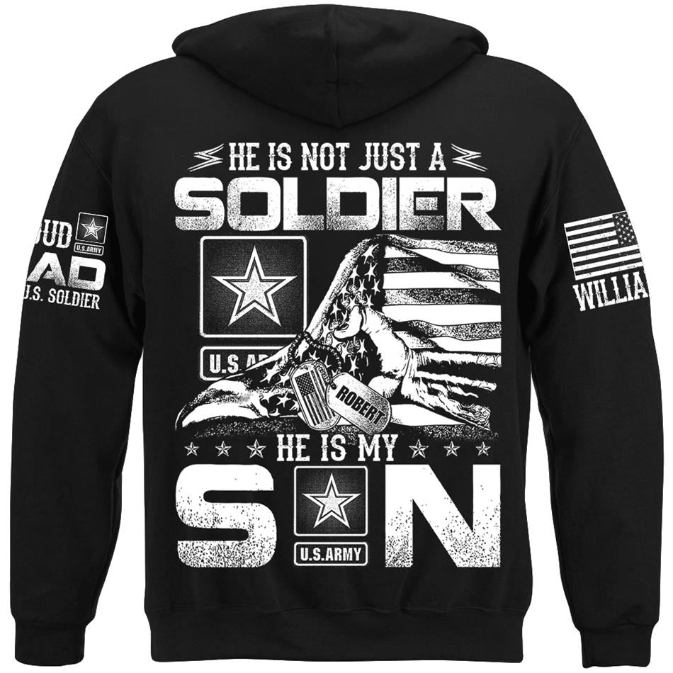 He Is Not Just A Soldier He Is My Son Ripped Flag Proud Dad Of A Soldier Custom Shirt Hoodie Gift For Proud Mom Dad Military Family Members H2511 Trna