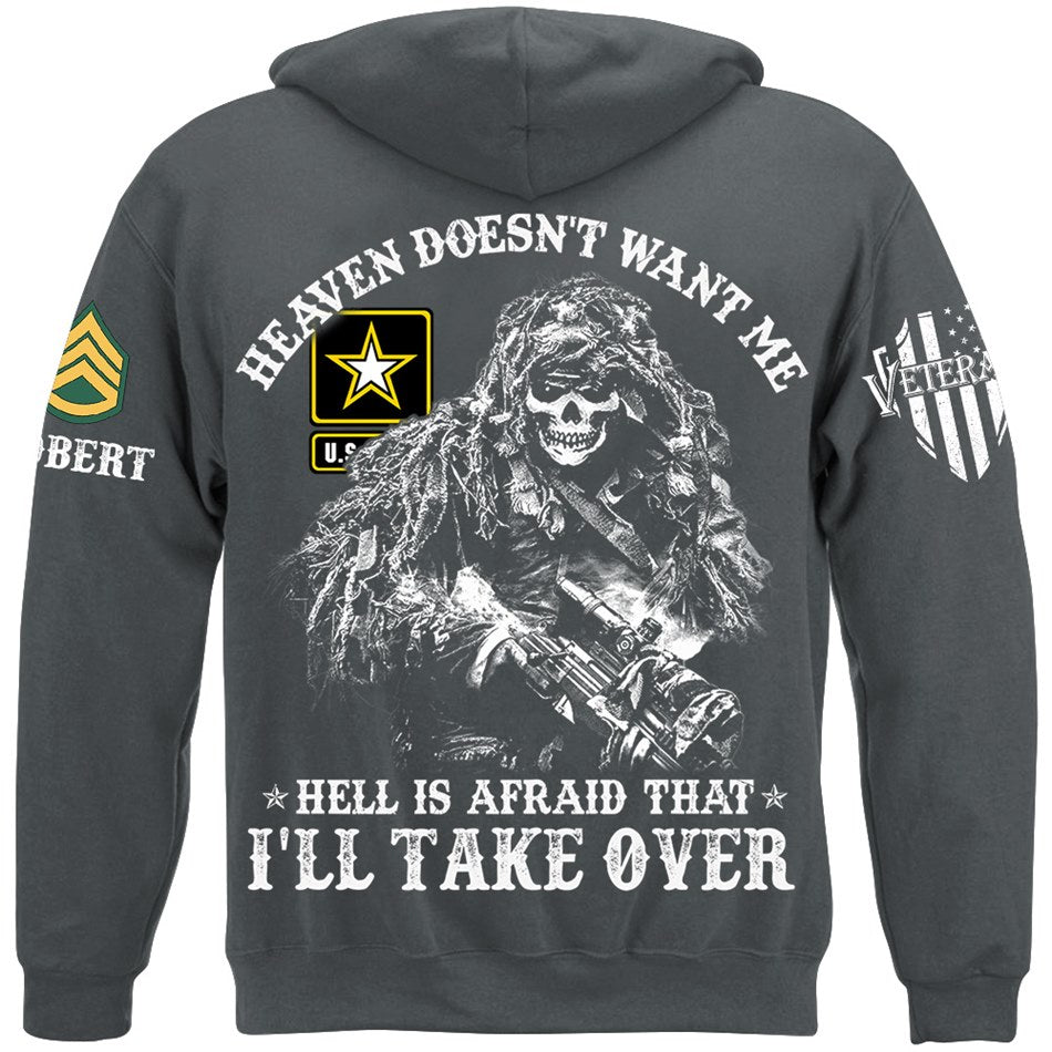 Heaven Doesn't Want Me Hell is Afraid That I'll Take Over Skull Soldier Custom Shirt Gift For Veteran Dad Grandpa H2511 Trna