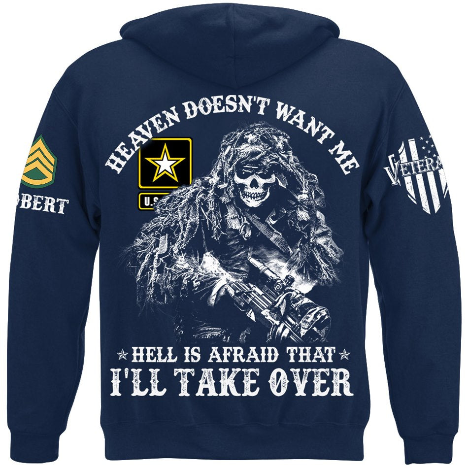 Heaven Doesn't Want Me Hell is Afraid That I'll Take Over Skull Soldier Custom Shirt Gift For Veteran Dad Grandpa H2511 Trna