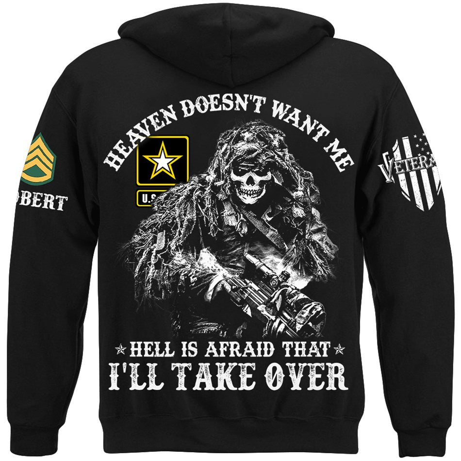 Heaven Doesn't Want Me Hell is Afraid That I'll Take Over Skull Soldier Custom Shirt Gift For Veteran Dad Grandpa H2511 Trna