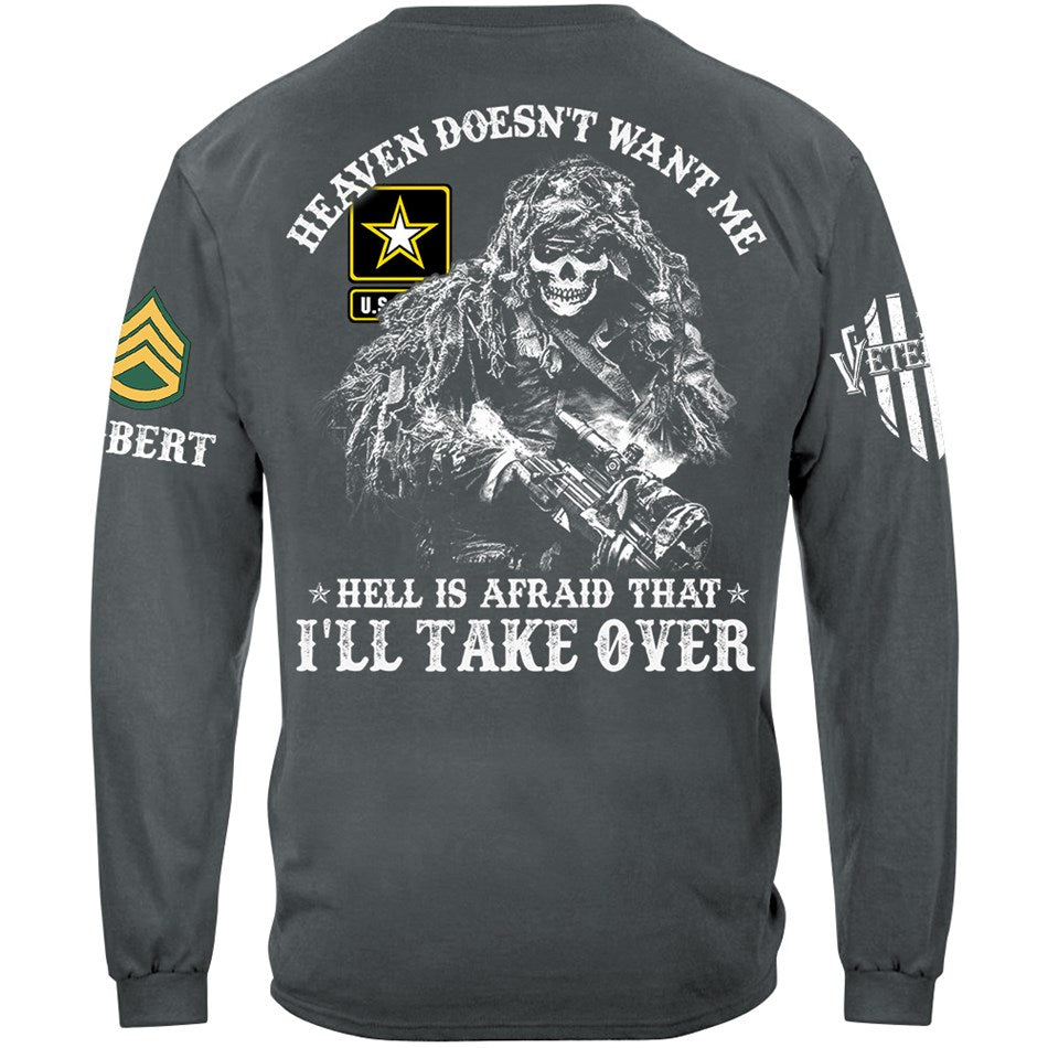 Heaven Doesn't Want Me Hell is Afraid That I'll Take Over Skull Soldier Custom Shirt Gift For Veteran Dad Grandpa H2511 Trna