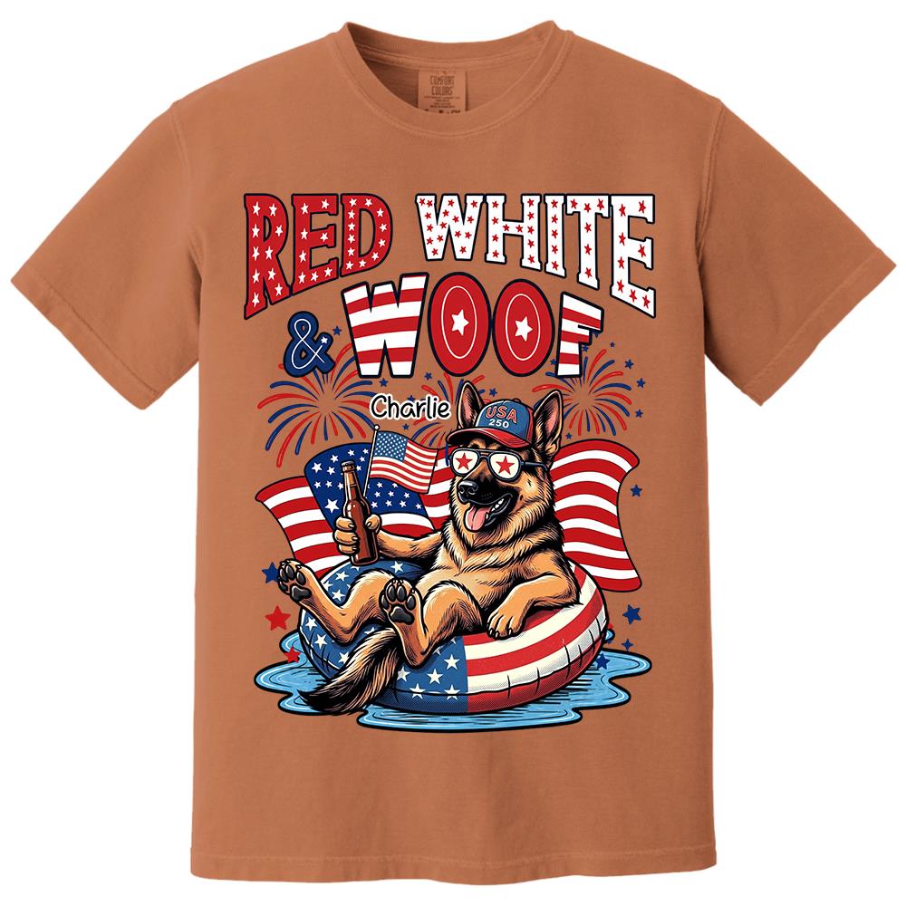 Red White Woof, Custom Photo Pet Shirt, America 250th Anniversary Gifts For Dog Cat Lovers, Dog Dad And Mom, Cat Owners T1807 Hv01