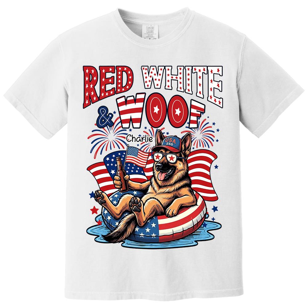 Red White Woof, Custom Photo Pet Shirt, America 250th Anniversary Gifts For Dog Cat Lovers, Dog Dad And Mom, Cat Owners T1807 Hv01