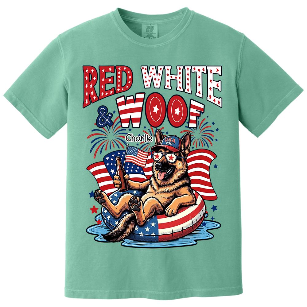 Red White Woof, Custom Photo Pet Shirt, America 250th Anniversary Gifts For Dog Cat Lovers, Dog Dad And Mom, Cat Owners T1807 Hv01