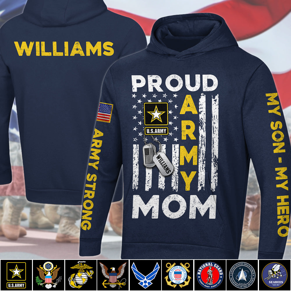 Proud Army Mom Dad Sister Custom Name All Over Print Shirt Hoodie Gift For US Military Family Members H2511 Trna