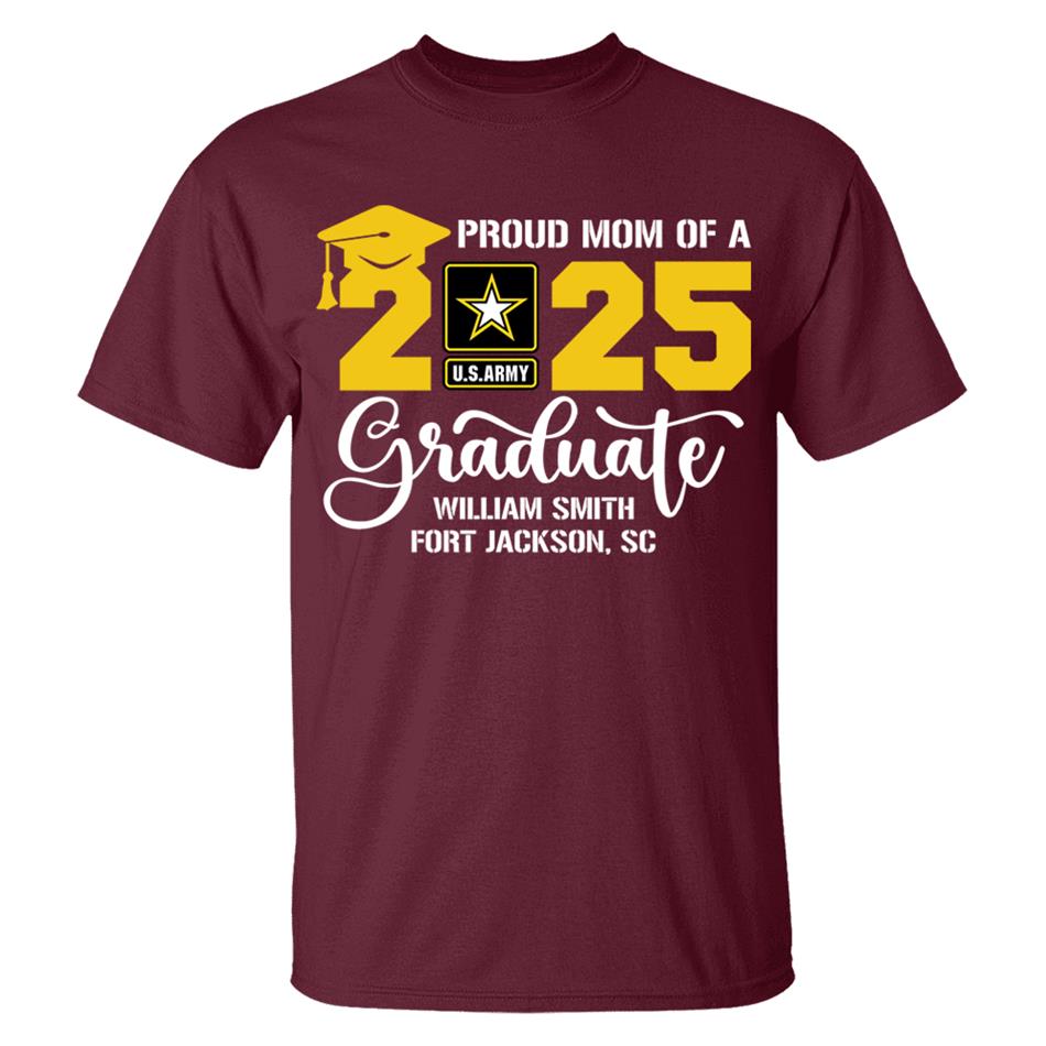 Proud Mom Dad Grandma... Of A 2025 Graduate Custom Soldier Name And Recruit Training Unit Designation Shirt For Military Family Member H2511 Trna