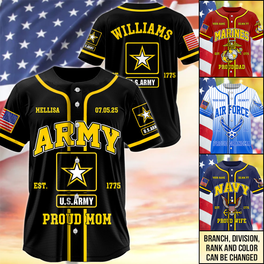 Proud Army Mom Baseball Jersey Gift For Military Mom Dad All Family Member Jersey H2511 Trna