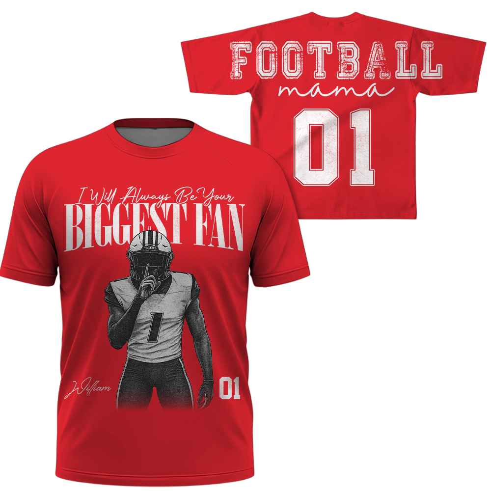 Personalized I'll Always Be Your Biggest Fan Shirt, Custom Player Photo & Number, Football Mom Gift for Game Day Na02 Hv01