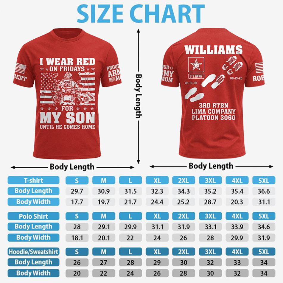 I Wear Red On Friday For My Son Support Our Troops Personalized All Over Print Shirt Hoodie For Military Dad Mom Family H2511
