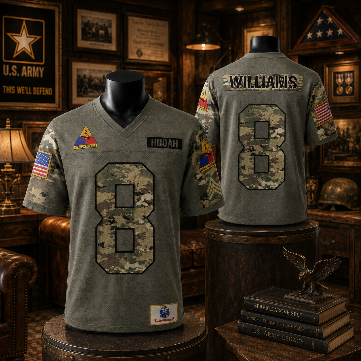 Personalized Football Jersey Military Shirt Custom Camouflage Gift For Soldier Veteran H2511