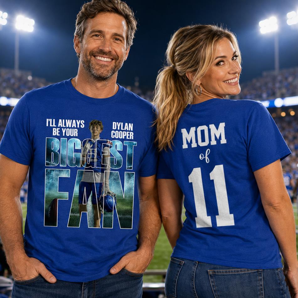 I Will Always Be Your Biggest Fan Proud Mom Of Number Custom Photo Shirt For Football Mom Dad Family Game Day Team Shirt H2511 Trna