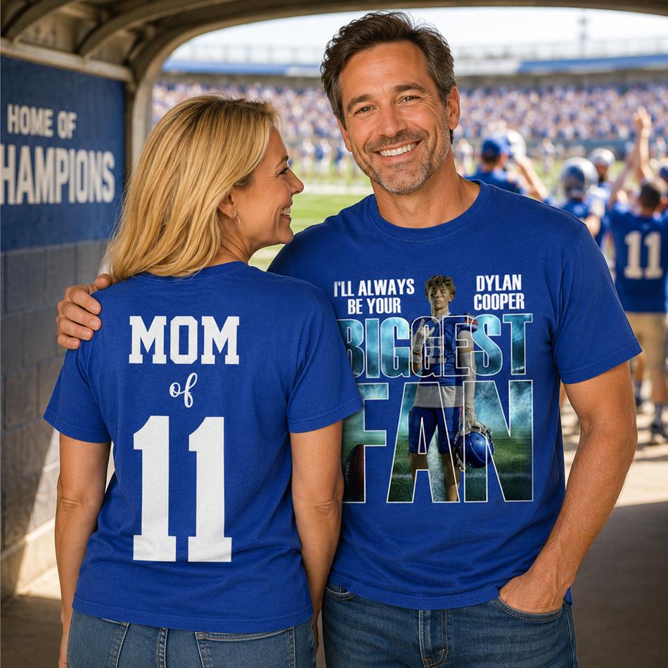 I Will Always Be Your Biggest Fan Proud Mom Of Number Custom Photo Shirt For Football Mom Dad Family Game Day Team Shirt H2511 Trna