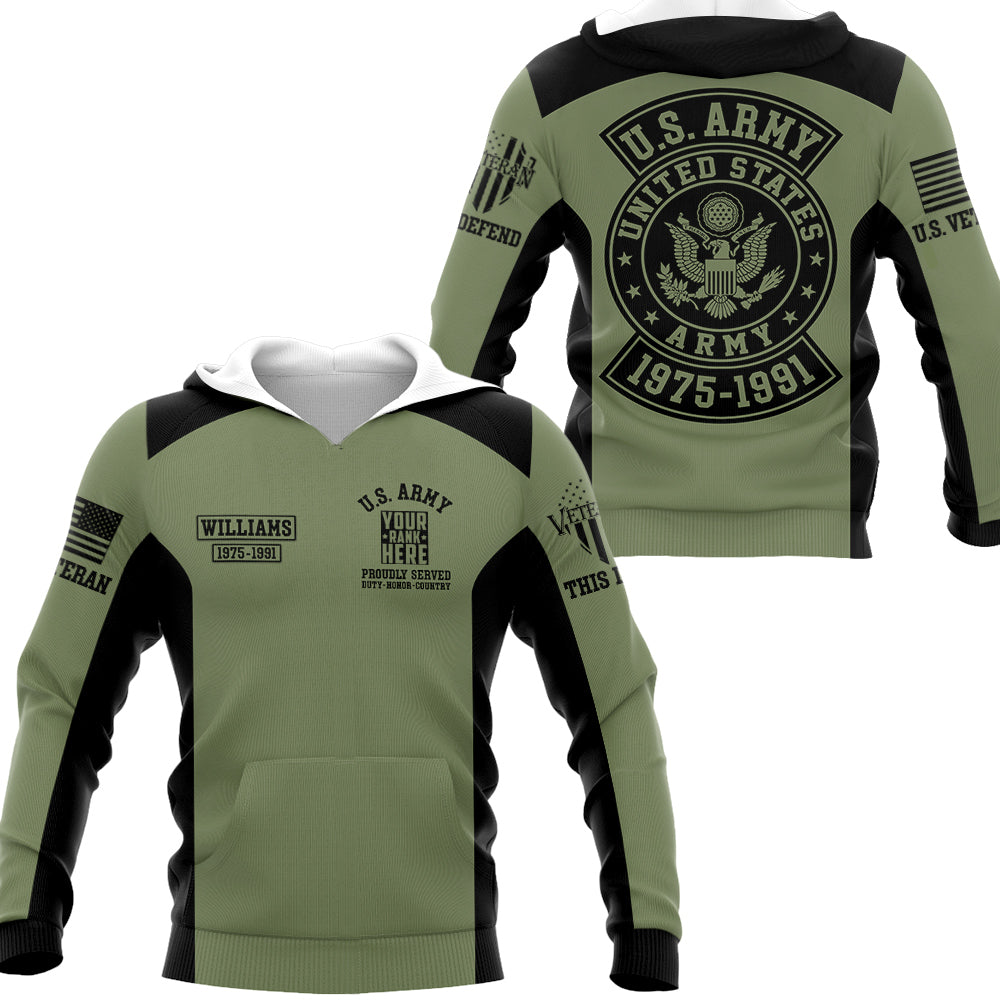 Custom Branch Rank Name Proudly Serverd Personalized All Over Print Shirt For Veteran H2511