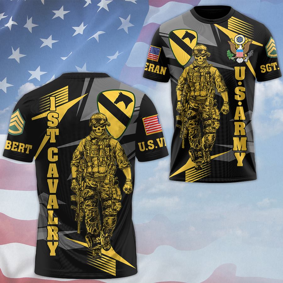 Custom 3D All Over Prints T-Shirt, Personalized Name And Military Division Shirt Gift For Veteran H2511 Trna