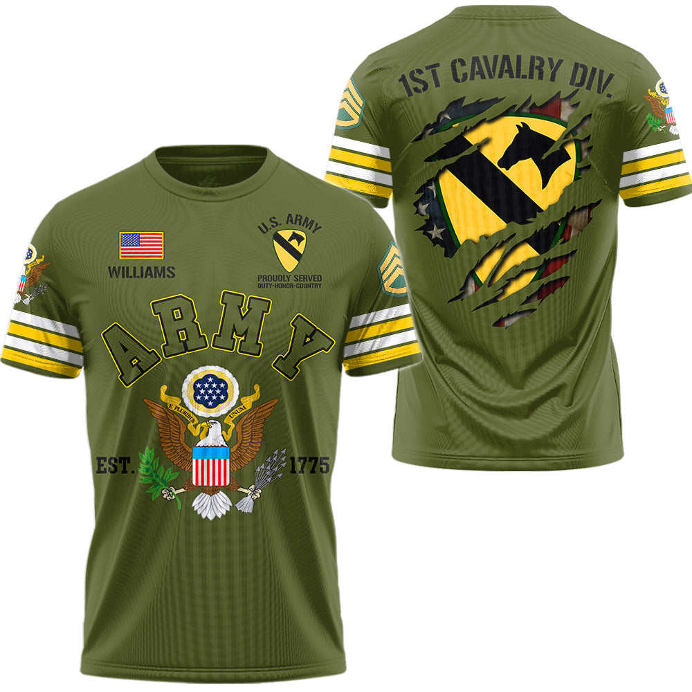 Custom Division All Branches All Over Print Shirt For Soldier Veteran H2511