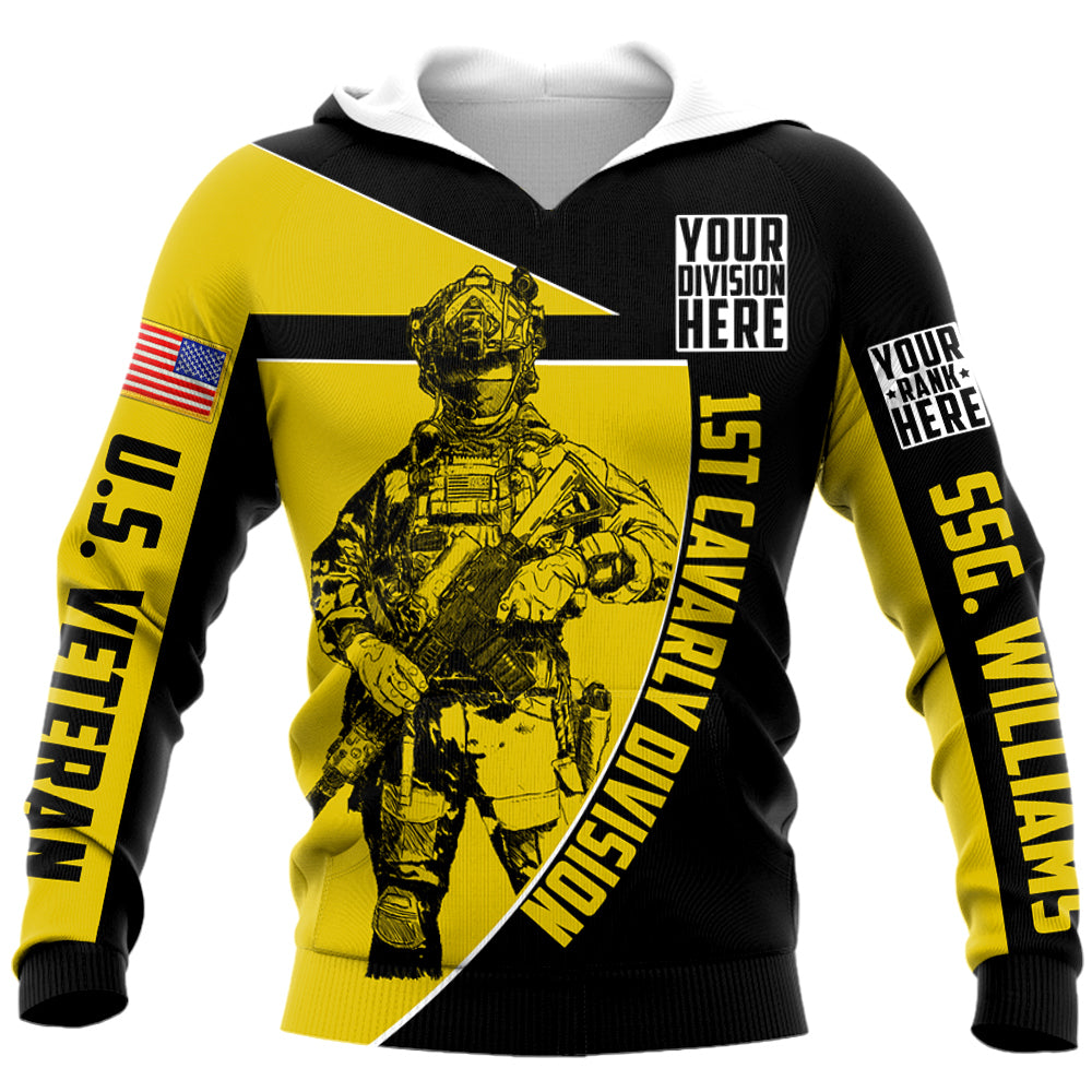Custom All Branches Division Rank Personalized All Over Print Shirt For Veteran H2511