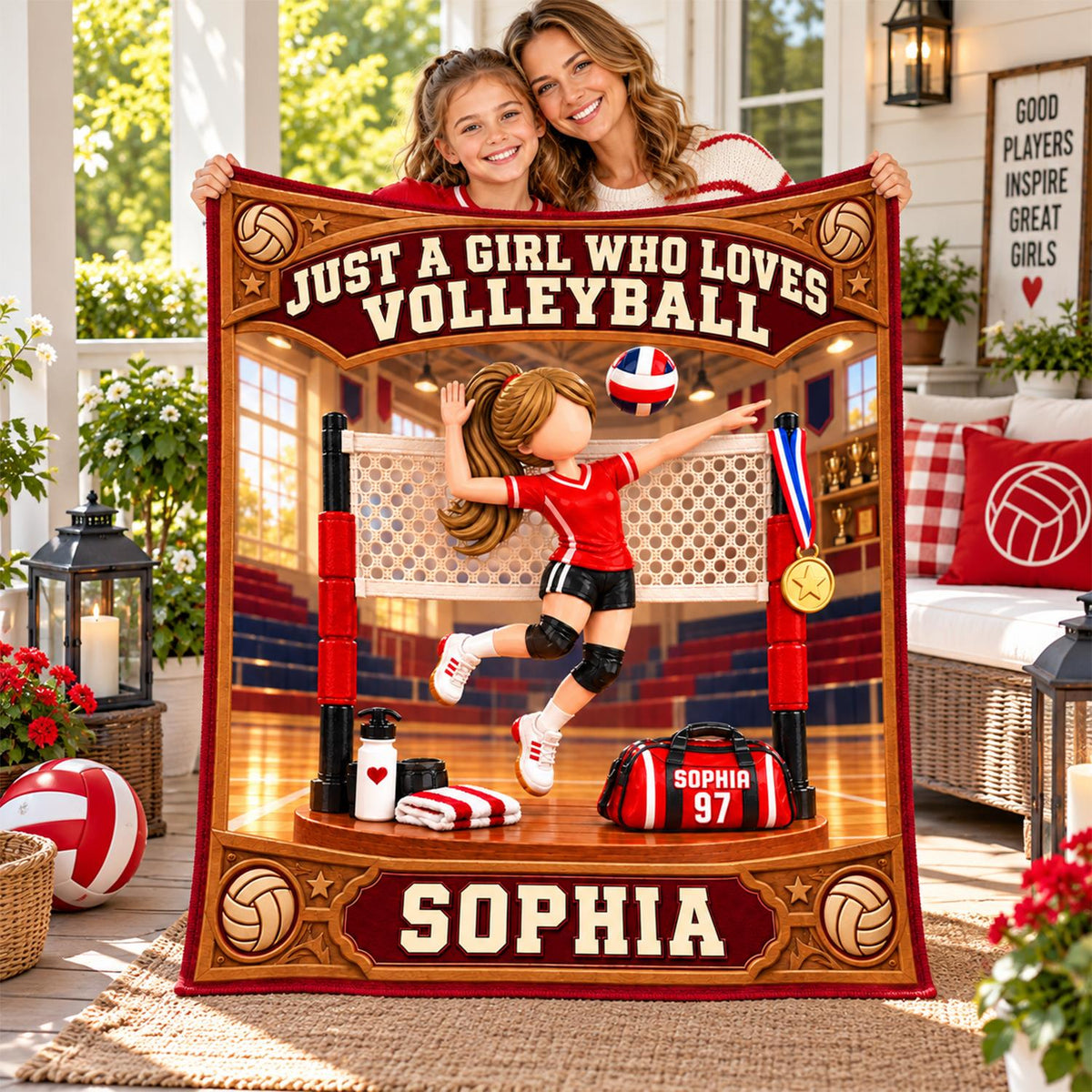 Personalized Volleyball Player Christmas Blanket, Custom Name, Number & Uniform Colors, Just a Girl Who Loves Volleyball Gift C2408 Hv01 DH09