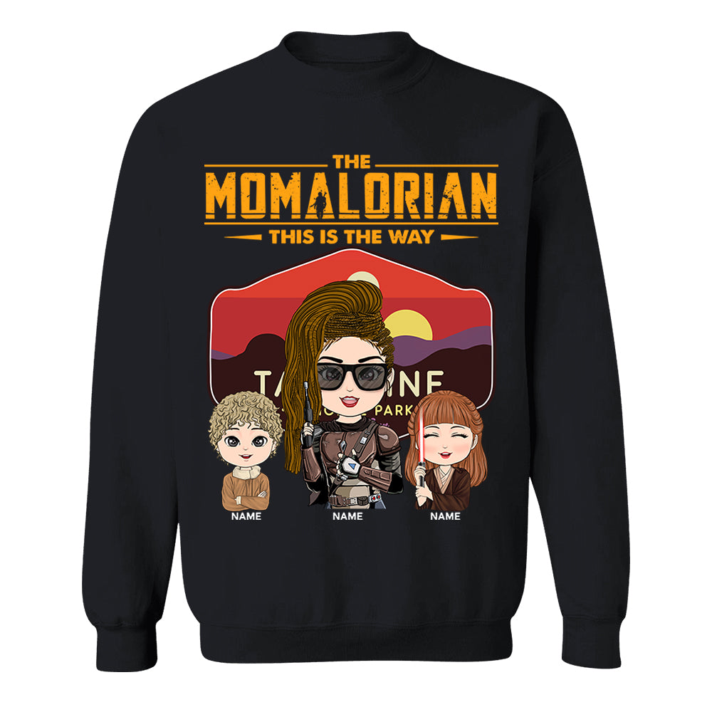 The Momalorian - Personalized Shirt Gift For Mom Custom Nickname With Tatooine Sunset Shirt Gift For Mom