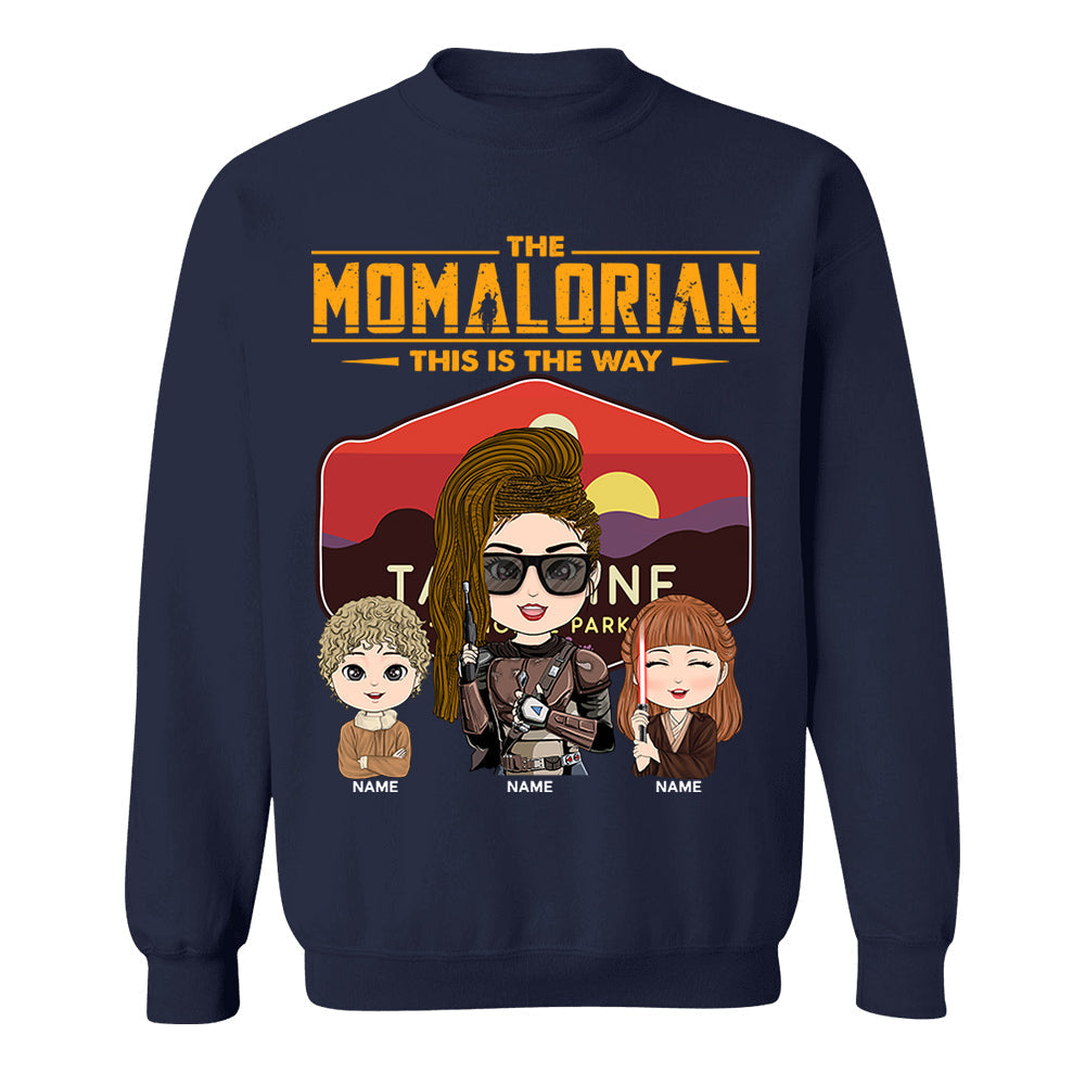 The Momalorian - Personalized Shirt Gift For Mom Custom Nickname With Tatooine Sunset Shirt Gift For Mom