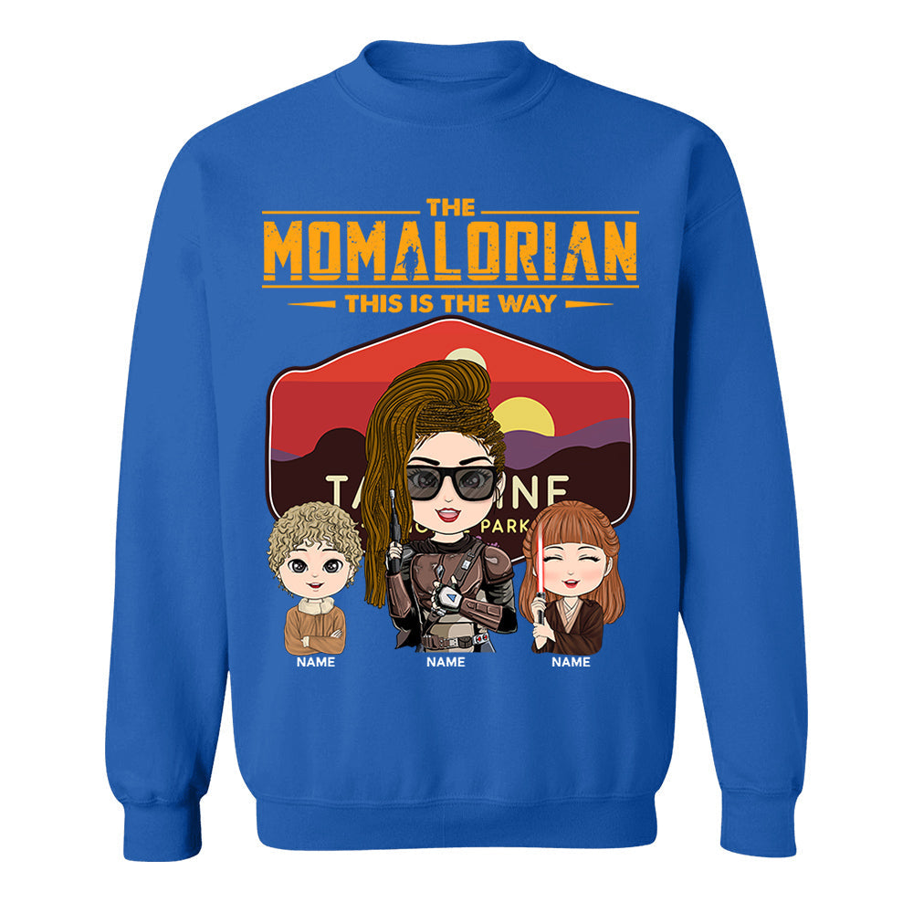 The Momalorian - Personalized Shirt Gift For Mom Custom Nickname With Tatooine Sunset Shirt Gift For Mom