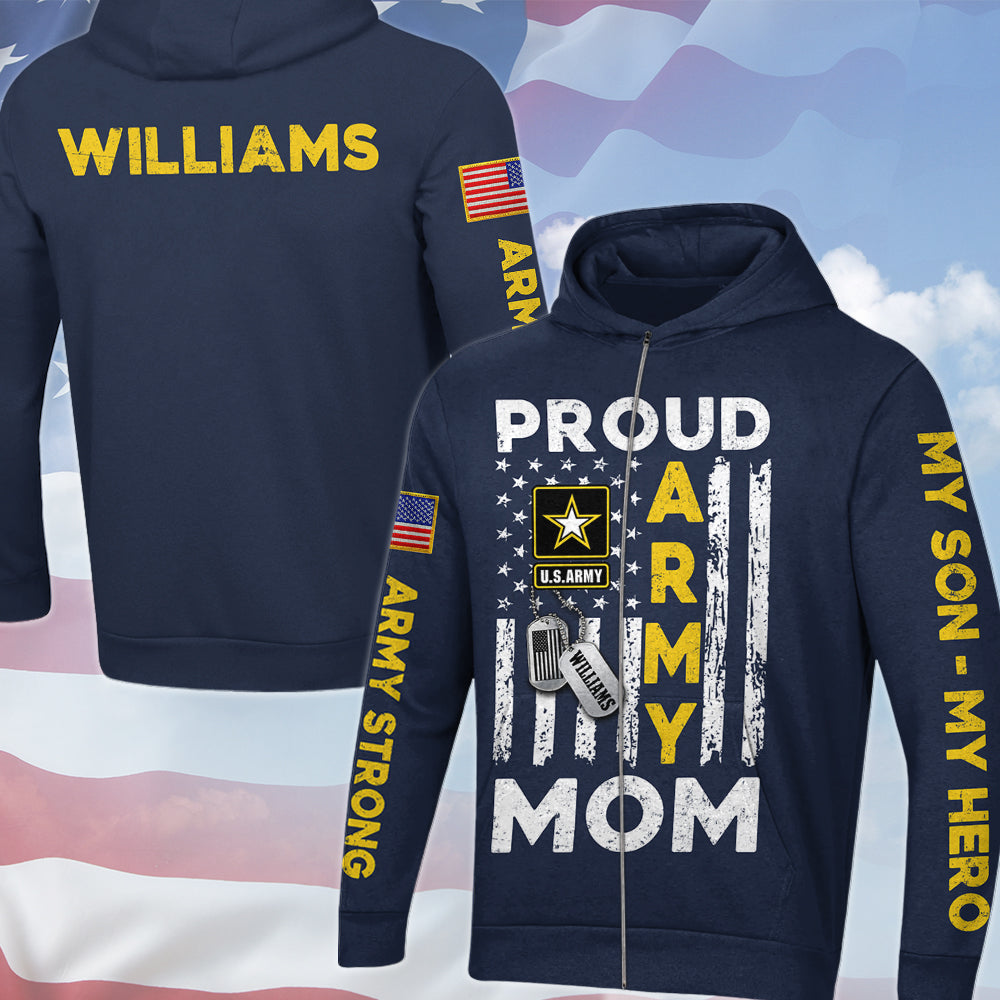 Proud Army Mom Dad Sister Custom Name All Over Print Shirt Hoodie Gift For US Military Family Members H2511 Trna