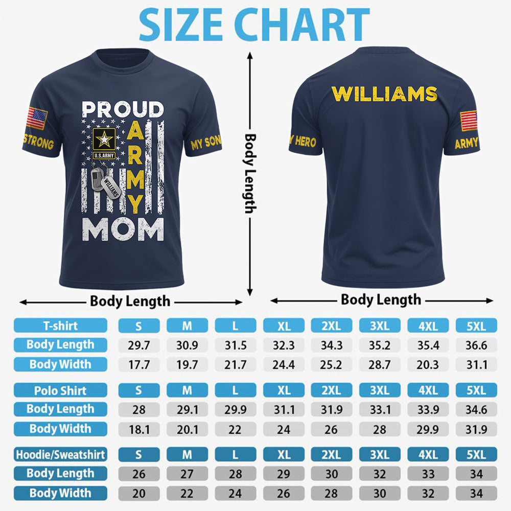 Proud Army Mom Dad Sister Custom Name All Over Print Shirt Hoodie Gift For US Military Family Members H2511 Trna