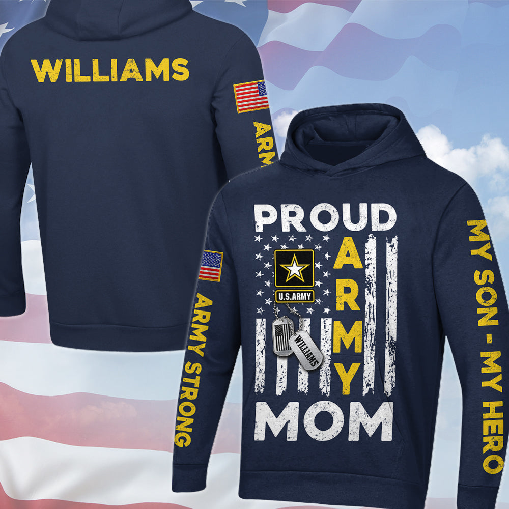 Proud Army Mom Dad Sister Custom Name All Over Print Shirt Hoodie Gift For US Military Family Members H2511 Trna