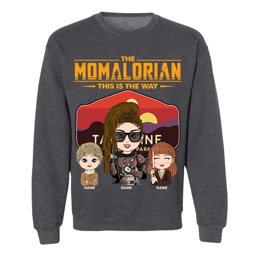 The Momalorian - Personalized Shirt Gift For Mom Custom Nickname With Tatooine Sunset Shirt Gift For Mom