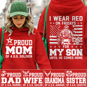 I Wear Red On Friday For My Son Proud Mom Of US Soldier Support Our Troops Personalized Shirt For Military Dad Mom Family H2511 Trna