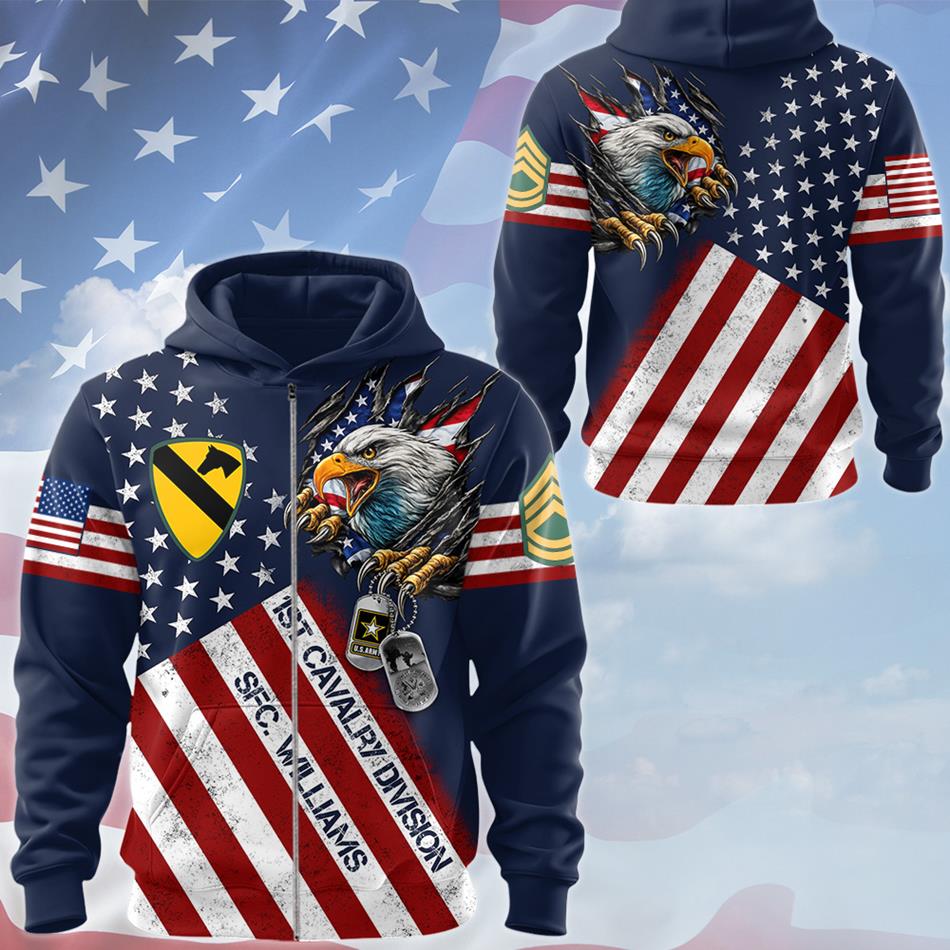 Bald Eagle Ripped Flag All Over Print Shirt Custom Division Rank Shirt Hoodie For Soldier Veteran Patriot Shirt H2511 Trna