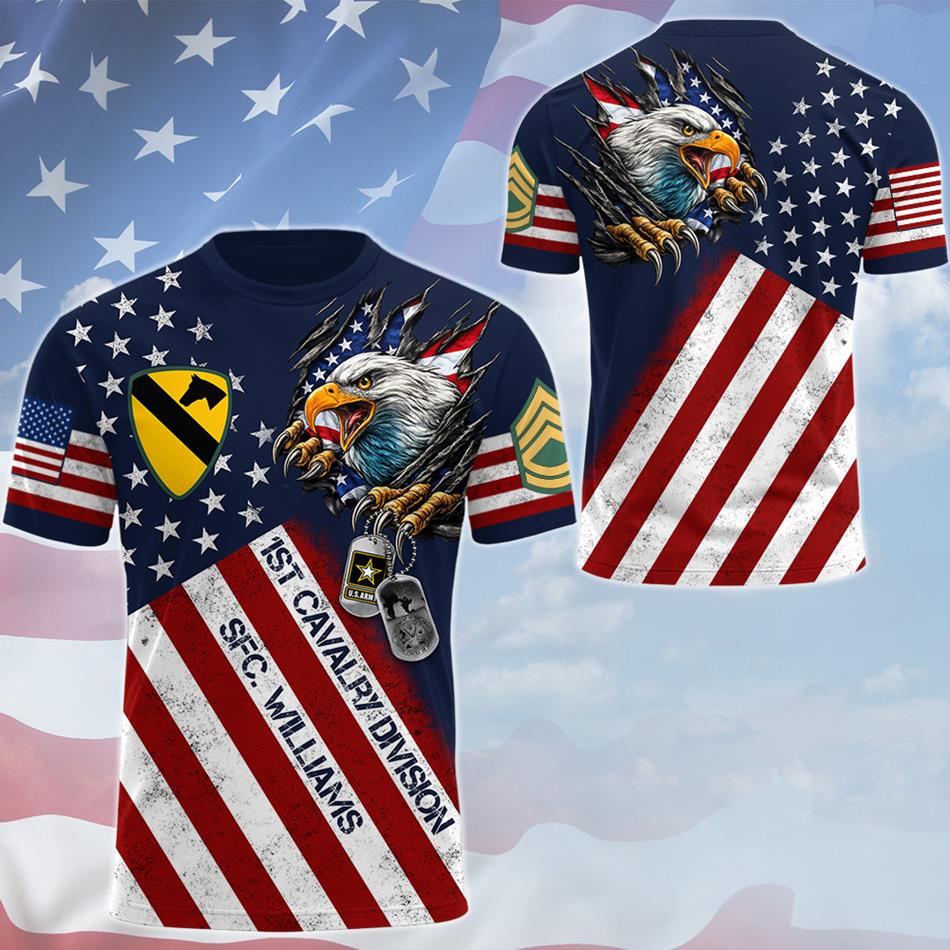 Bald Eagle Ripped Flag All Over Print Shirt Custom Division Rank Shirt Hoodie For Soldier Veteran Patriot Shirt H2511 Trna