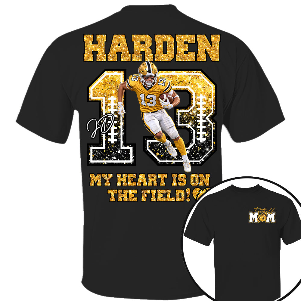 Personalized My Heart Is On That Field Shirt - Custom Photos American Football Players NA04 Nh00