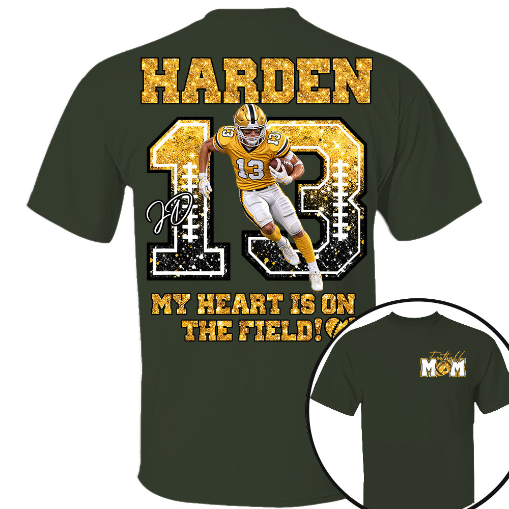 Personalized My Heart Is On That Field Shirt - Custom Photos American Football Players NA04 Nh00