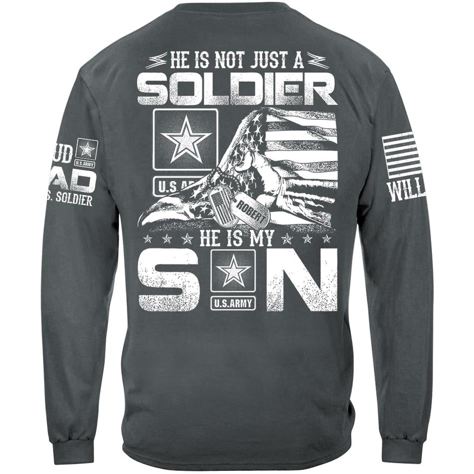 He Is Not Just A Soldier He Is My Son Ripped Flag Proud Dad Of A Soldier Custom Shirt Hoodie Gift For Proud Mom Dad Military Family Members H2511 Trna