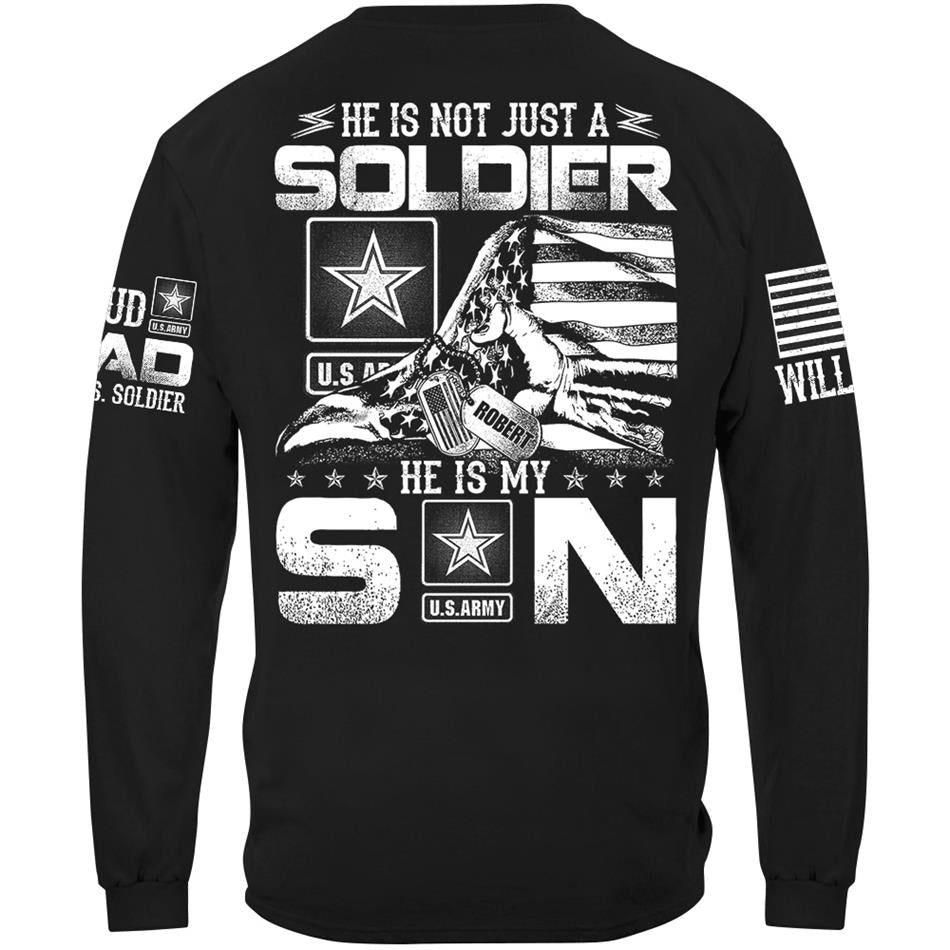 He Is Not Just A Soldier He Is My Son Ripped Flag Proud Dad Of A Soldier Custom Shirt Hoodie Gift For Proud Mom Dad Military Family Members H2511 Trna