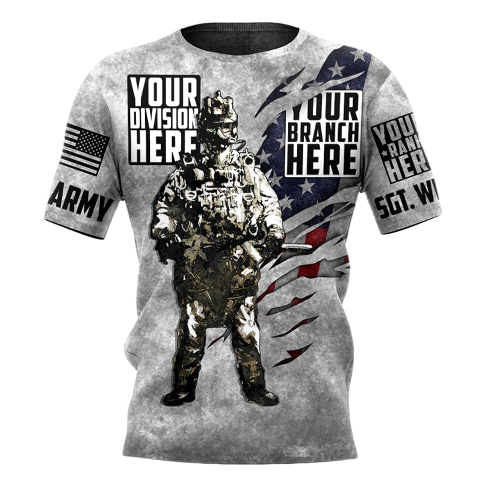 Custom Branch Division Rank Veteran Vintage America Flag Personalized All Over Print Shirt Hoodie For Veteran H2511