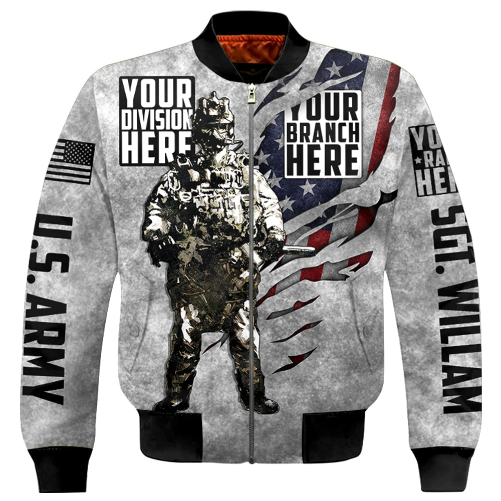 Custom Branch Division Rank Veteran Vintage America Flag Personalized All Over Print Shirt Hoodie For Veteran H2511