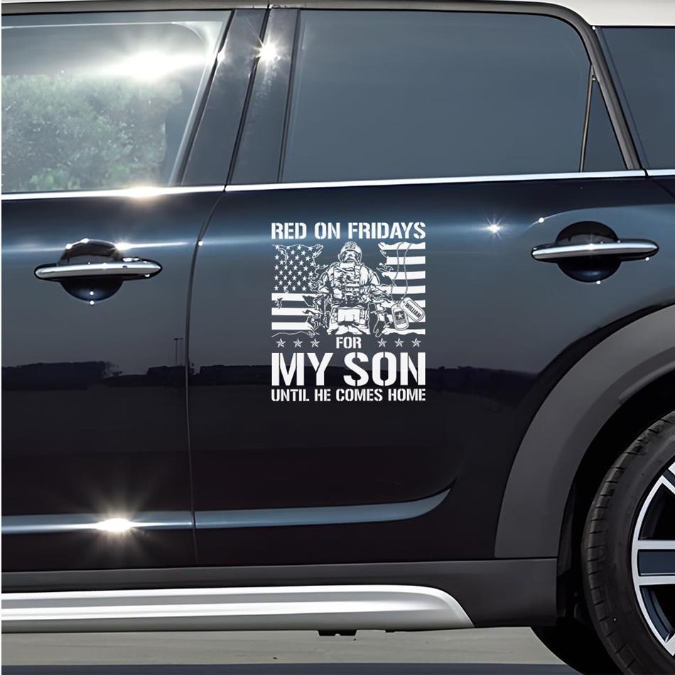 Red On Fridays For My Son Until He Comes Home Custom Car Decal Gift For Proud Army Mom Dad All Family Members Vehicle Decal H2511 Trna