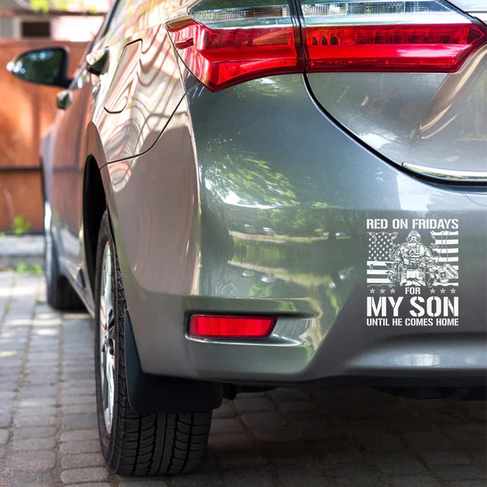 Red On Fridays For My Son Until He Comes Home Custom Car Decal Gift For Proud Army Mom Dad All Family Members Vehicle Decal H2511 Trna