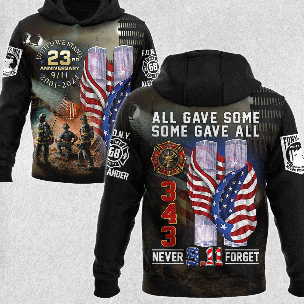All Gave Some Some Gave All 911 Never Forget 343 Firefighter 23 Year Anniversary Patriot Day Personalized All Over Print Shirt For Firefighter H2511