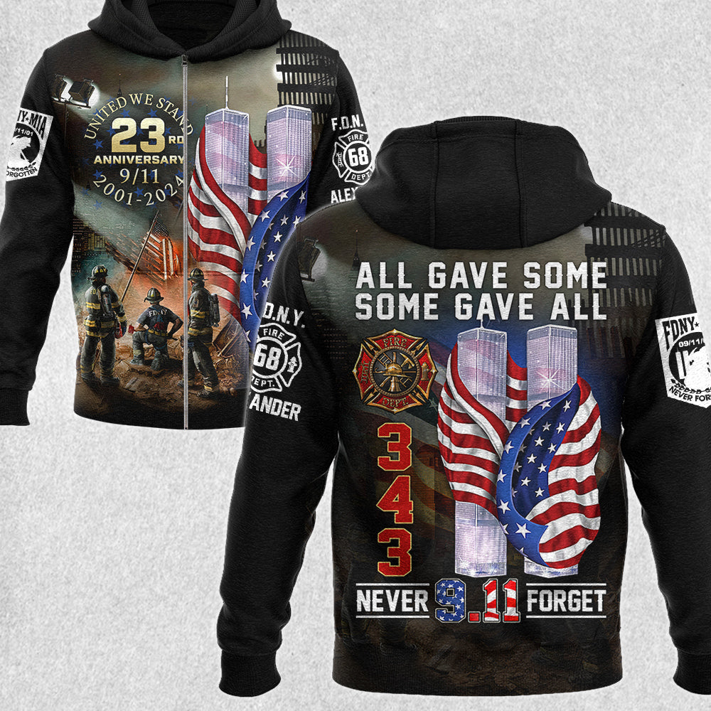 All Gave Some Some Gave All 911 Never Forget 343 Firefighter 23 Year Anniversary Patriot Day Personalized All Over Print Shirt For Firefighter H2511