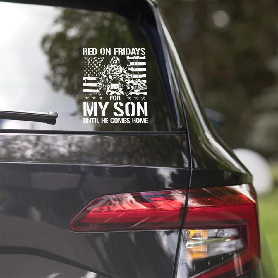 Red On Fridays For My Son Until He Comes Home Custom Car Decal Gift For Proud Army Mom Dad All Family Members Vehicle Decal H2511 Trna