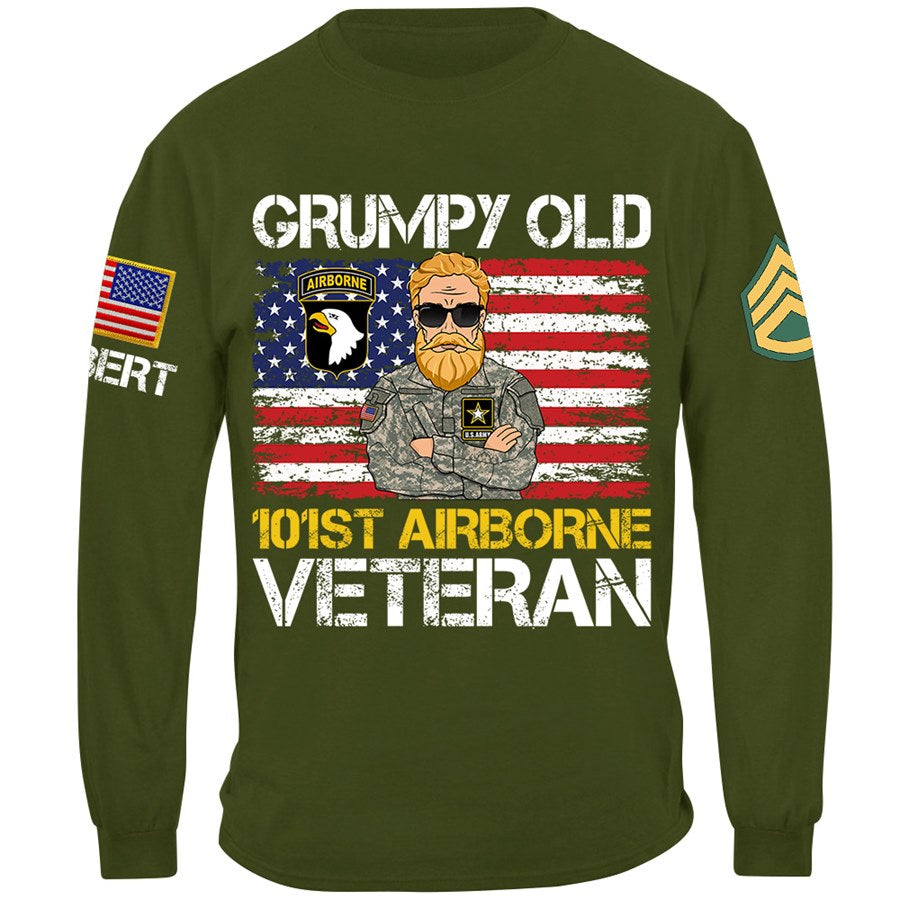 Grumpy Old Veteran Custom Available To All Military Branches Gift For Soldier Veteran H2511 Trna